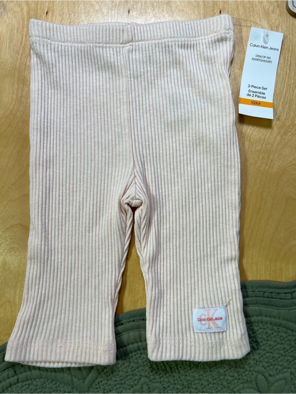 Calvin Klein Ribbed Light Pink Baby Leggings